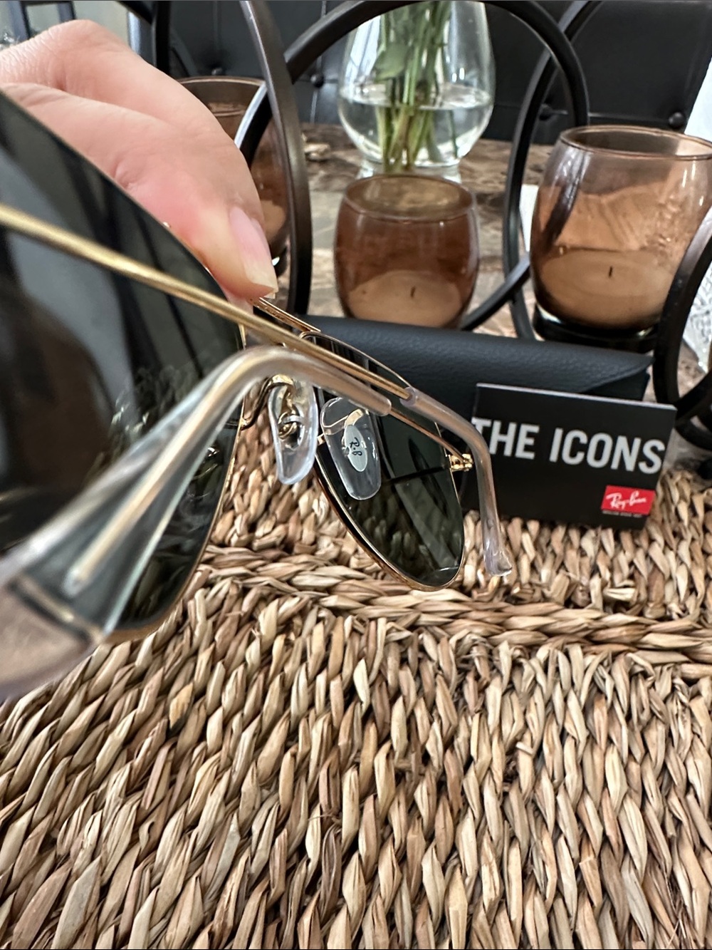 Ray-Ban Gold Frame Sunglasses with Green Lenses - Picture 3 of 3